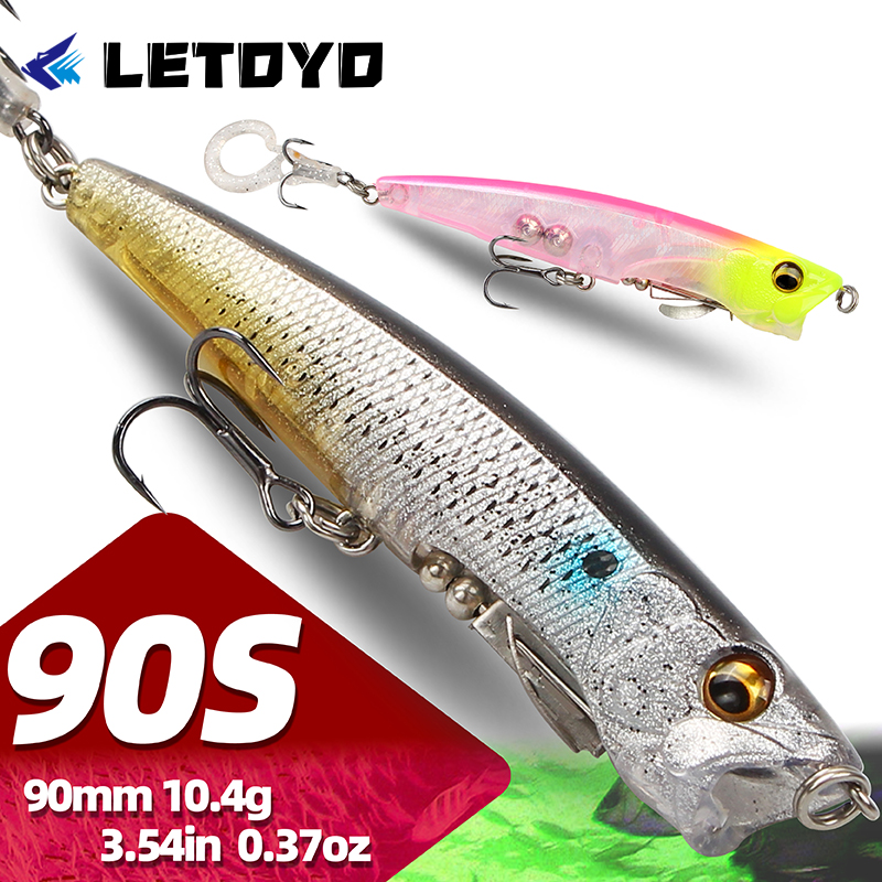 Fishing Lure Popper - LETOYO 90mm 75mm Pencil Popper Sinking
