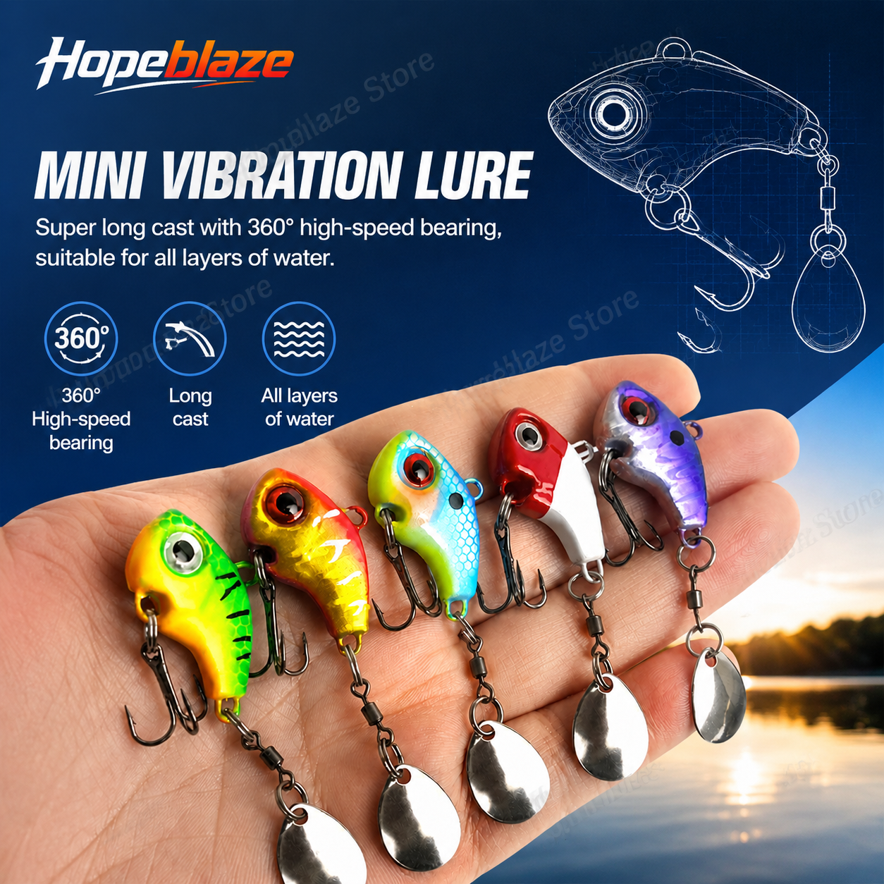 Hopeblaze 5pcs vibrating VIB f - Fishing Lure Swimbait ulasan dan harga