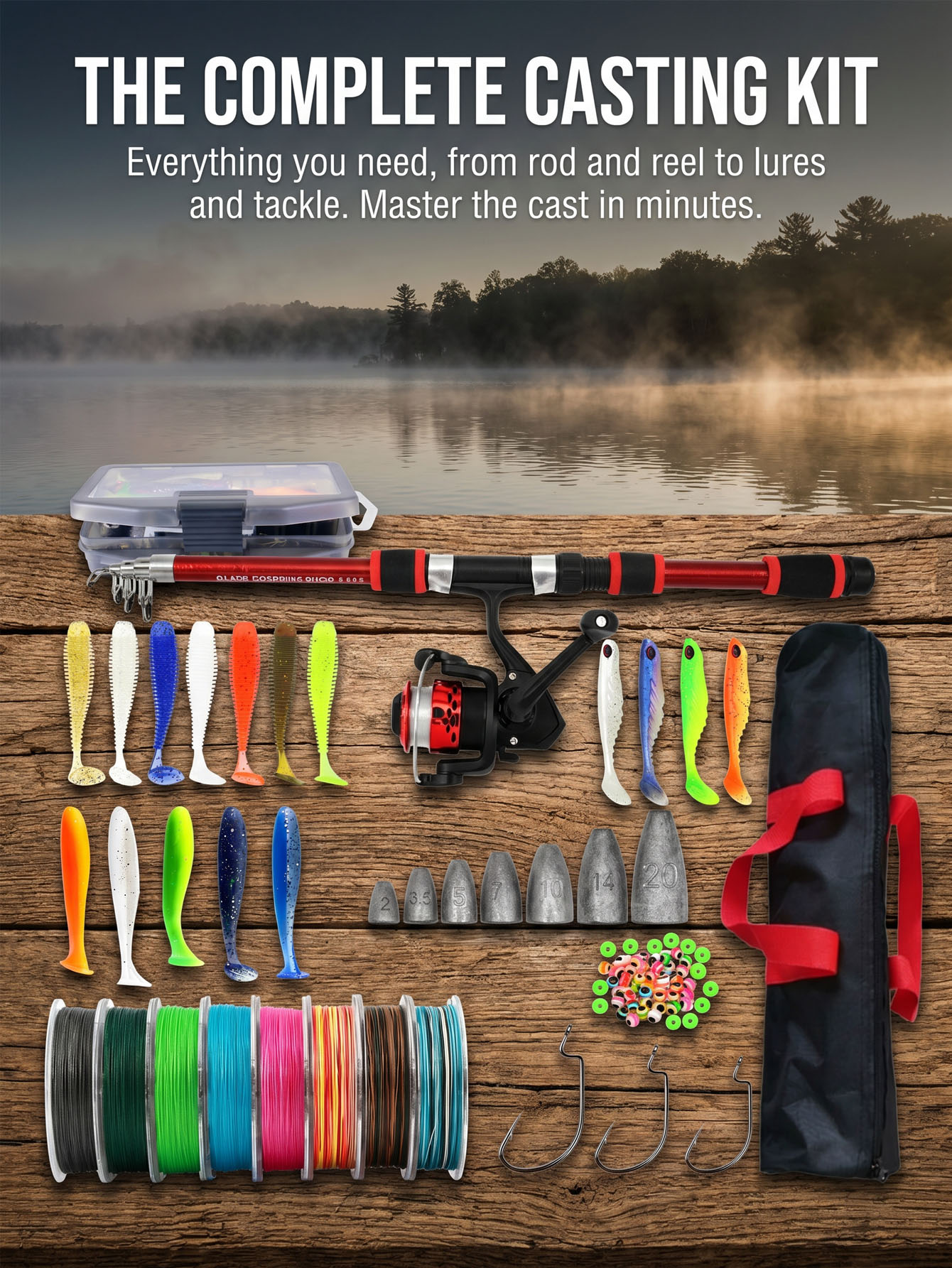 Fishing Rod Reel Combos Collap - Fishing Lure Making Kit ulasan dan harga